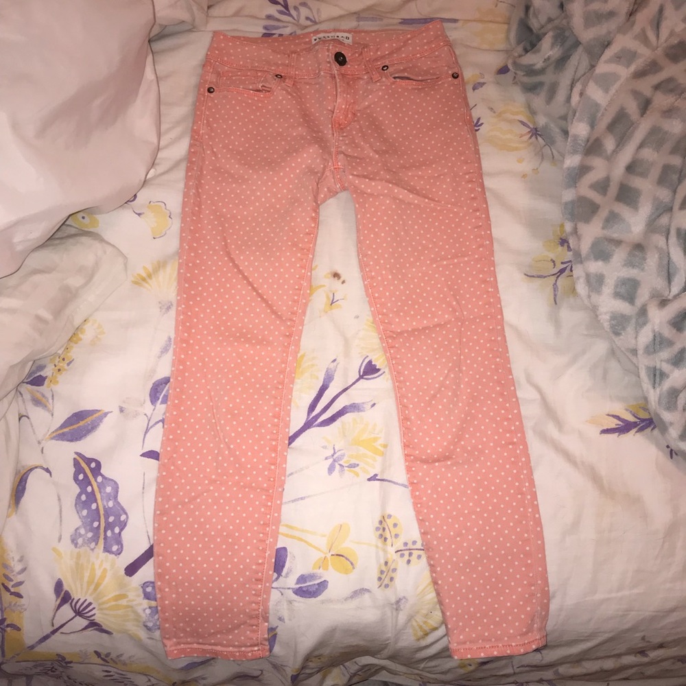 Pink polka dot capris